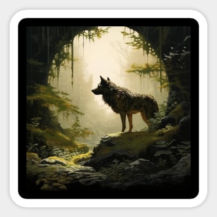 Mystic Wolf in Enchanted Forest Sticker
